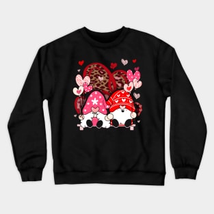 Gnome Valentine Leopard Hearts Crewneck Sweatshirt